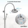 image:imagegotonovo Bathroom Classic Exposed Shower Faucet Wall Mount Shower System 8 Inch Luxurious Rainfall Shower Head Set with Tub Spout and Handheld Spray Double Cross Handles Antique BrassBrushed Nickel