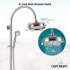 image:imagegotonovo Exposed Bathroom Shower System Classic Shower Kit 8 Inch Luxurious Rainfall Shower Head Handheld Spray Tub Filler Brass Pipe 3Function Wall Mount Double Cross Knobs Antique BrassBrushed Nickel
