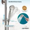 image:imagegotonovo Exposed Bathroom Shower System Classic Shower Kit 8 Inch Luxurious Rainfall Shower Head Handheld Spray Tub Filler Brass Pipe 3Function Wall Mount Double Cross Knobs Antique BrassBrushed Nickel