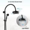 image:imagegotonovo Exposed Bathroom Shower System Classic Shower Kit 8 Inch Luxurious Rainfall Shower Head Handheld Spray Tub Filler Brass Pipe 3Function Wall Mount Double Cross Knobs Antique BrassMatte Black