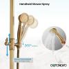 image:imagegotonovo Exposed Bathroom Shower System Classic Shower Kit 8 Inch Luxurious Rainfall Shower Head Handheld Spray Tub Filler Brass Pipe 3Function Wall Mount Double Cross Knobs Antique BrassAntique Brass