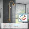image:imagegotonovo Exposed Bathroom Shower System Classic Shower Kit 8 Inch Luxurious Rainfall Shower Head Handheld Spray Tub Filler Brass Pipe 3Function Wall Mount Double Cross Knobs Antique BrassAntique Brass