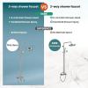 image:imagegotonovo Exposed Bathroom Shower System Classic Shower Kit 8 Inch Luxurious Rainfall Shower Head Handheld Spray Tub Filler Brass Pipe 3Function Wall Mount Double Cross Knobs Antique BrassBrushed Nickel