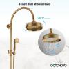 image:imagegotonovo Exposed Bathroom Shower System Classic Shower Kit 8 Inch Luxurious Rainfall Shower Head Handheld Spray Tub Filler Brass Pipe 3Function Wall Mount Double Cross Knobs Antique BrassAntique Brass