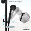 image:imagegotonovo Exposed Bathroom Shower System Classic Shower Kit 8 Inch Luxurious Rainfall Shower Head Handheld Spray Tub Filler Brass Pipe 3Function Wall Mount Double Cross Knobs Antique BrassMatte Black