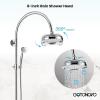 image:imagegotonovo Exposed Bathroom Shower System Classic Shower Kit 8 Inch Luxurious Rainfall Shower Head Handheld Spray Tub Filler Brass Pipe 3Function Wall Mount Double Cross Knobs Antique BrassPolished Chrome