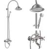 image:imagegotonovo Bathroom Classic Exposed Shower Faucet Wall Mount Shower System 8 Inch Luxurious Rainfall Shower Head Set with Tub Spout and Handheld Spray Double Cross Handles Antique BrassBrushed Nickel