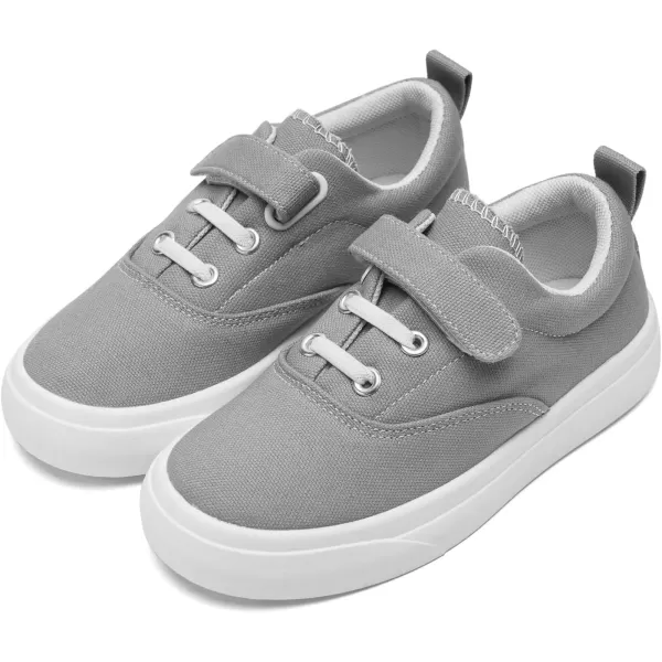 imagerosyclo Canvas Sneakers for Boys and Girls Toddler Kids Walking Shoes Lightweight Breathable NonSlip Soft Adjustable Strap Baby Boy Girl Outdoor Casual Tennis Shoe for Little Big KidGrey