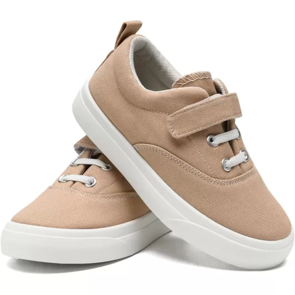 imagerosyclo Canvas Sneakers for Boys and Girls Toddler Kids Walking Shoes Lightweight Breathable NonSlip Soft Adjustable Strap Baby Boy Girl Outdoor Casual Tennis Shoe for Little Big KidKhaki