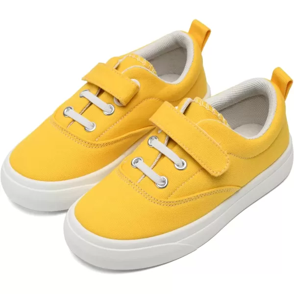 imagerosyclo Canvas Sneakers for Boys and Girls Toddler Kids Walking Shoes Lightweight Breathable NonSlip Soft Adjustable Strap Baby Boy Girl Outdoor Casual Tennis Shoe for Little Big KidYellow