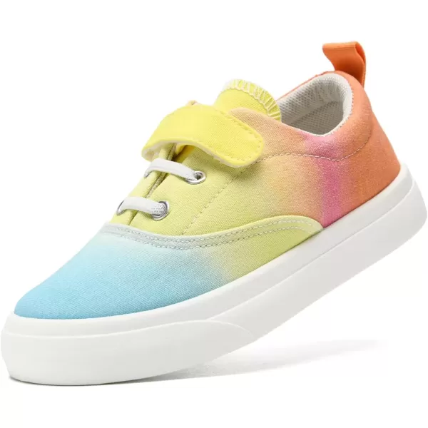 imagerosyclo Canvas Sneakers for Boys and Girls Toddler Kids Walking Shoes Lightweight Breathable NonSlip Soft Adjustable Strap Baby Boy Girl Outdoor Casual Tennis Shoe for Little Big KidRainbow