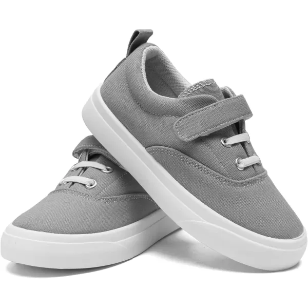 imagerosyclo Canvas Sneakers for Boys and Girls Toddler Kids Walking Shoes Lightweight Breathable NonSlip Soft Adjustable Strap Baby Boy Girl Outdoor Casual Tennis Shoe for Little Big KidGrey