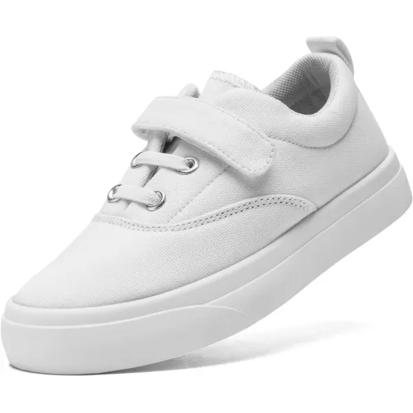 imagerosyclo Canvas Sneakers for Boys and Girls Toddler Kids Walking Shoes Lightweight Breathable NonSlip Soft Adjustable Strap Baby Boy Girl Outdoor Casual Tennis Shoe for Little Big KidWhite