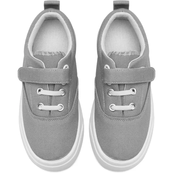 imagerosyclo Canvas Sneakers for Boys and Girls Toddler Kids Walking Shoes Lightweight Breathable NonSlip Soft Adjustable Strap Baby Boy Girl Outdoor Casual Tennis Shoe for Little Big KidGrey