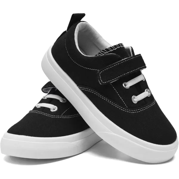 imagerosyclo Canvas Sneakers for Boys and Girls Toddler Kids Walking Shoes Lightweight Breathable NonSlip Soft Adjustable Strap Baby Boy Girl Outdoor Casual Tennis Shoe for Little Big KidBlack