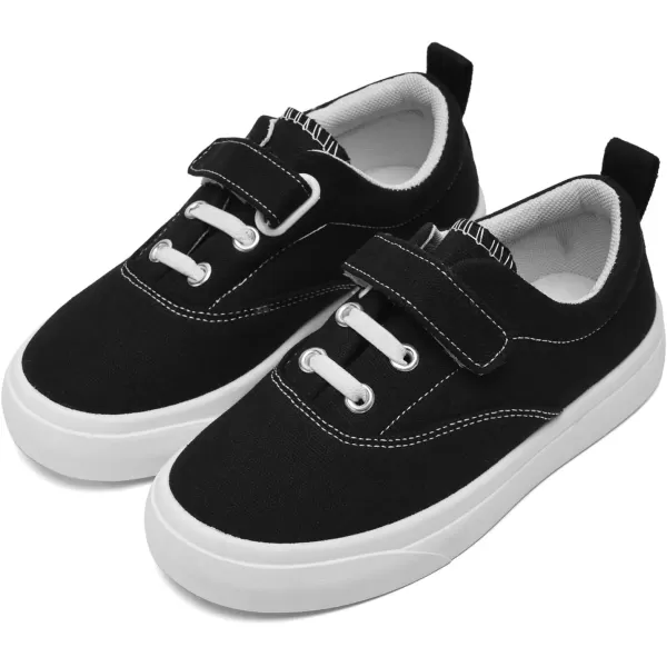 imagerosyclo Canvas Sneakers for Boys and Girls Toddler Kids Walking Shoes Lightweight Breathable NonSlip Soft Adjustable Strap Baby Boy Girl Outdoor Casual Tennis Shoe for Little Big KidBlack