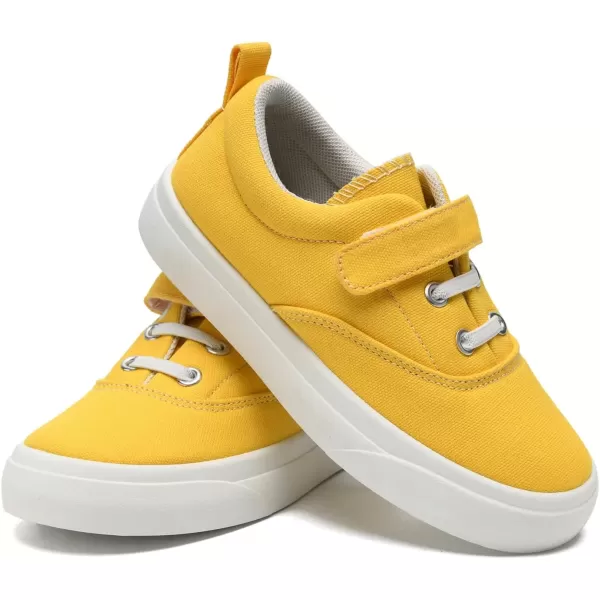 imagerosyclo Canvas Sneakers for Boys and Girls Toddler Kids Walking Shoes Lightweight Breathable NonSlip Soft Adjustable Strap Baby Boy Girl Outdoor Casual Tennis Shoe for Little Big KidYellow