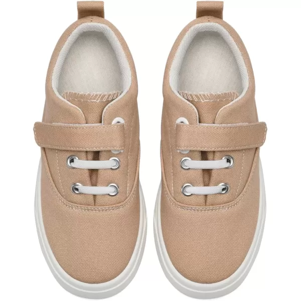 imagerosyclo Canvas Sneakers for Boys and Girls Toddler Kids Walking Shoes Lightweight Breathable NonSlip Soft Adjustable Strap Baby Boy Girl Outdoor Casual Tennis Shoe for Little Big KidKhaki