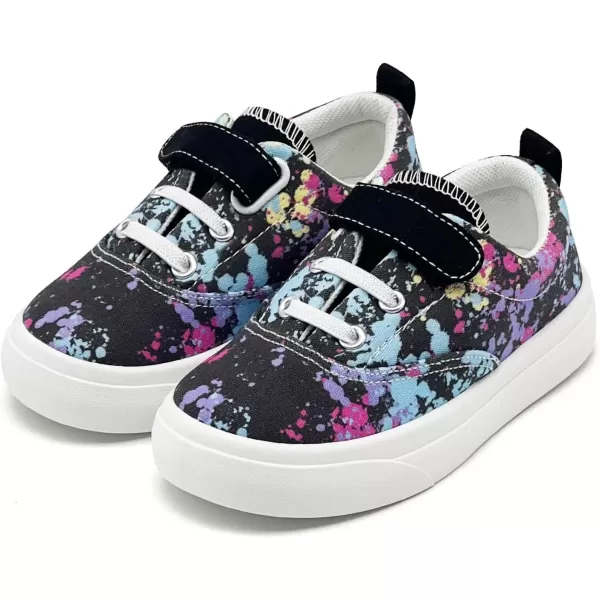 imagerosyclo Canvas Sneakers for Boys and Girls Toddler Kids Walking Shoes Lightweight Breathable NonSlip Soft Adjustable Strap Baby Boy Girl Outdoor Casual Tennis Shoe for Little Big KidBlack Graffiti