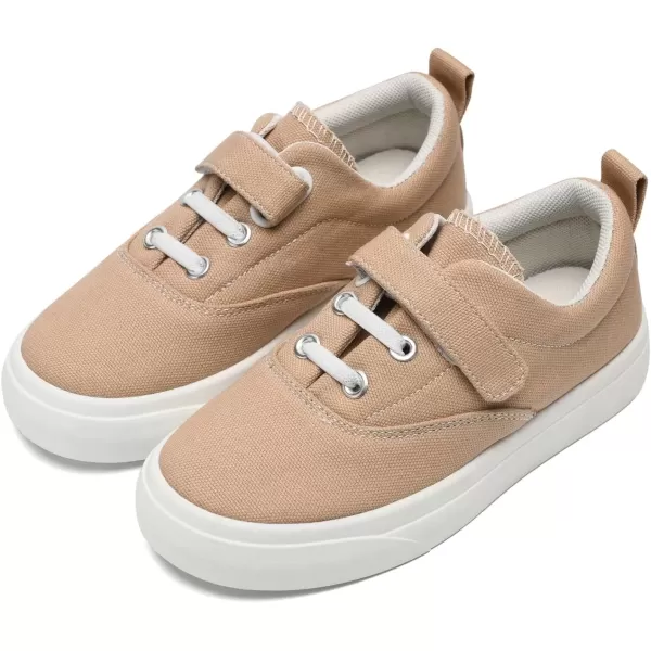 imagerosyclo Canvas Sneakers for Boys and Girls Toddler Kids Walking Shoes Lightweight Breathable NonSlip Soft Adjustable Strap Baby Boy Girl Outdoor Casual Tennis Shoe for Little Big KidKhaki