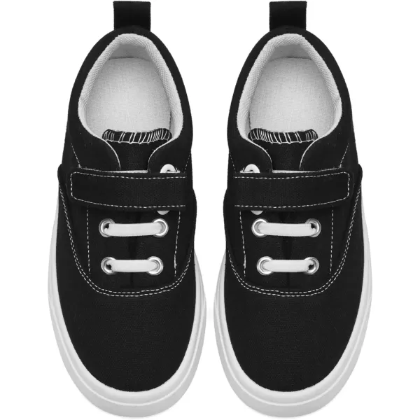 imagerosyclo Canvas Sneakers for Boys and Girls Toddler Kids Walking Shoes Lightweight Breathable NonSlip Soft Adjustable Strap Baby Boy Girl Outdoor Casual Tennis Shoe for Little Big KidBlack