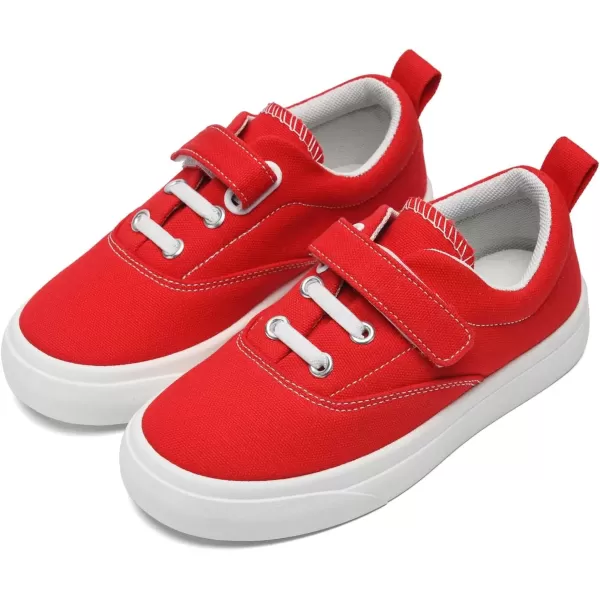 imagerosyclo Canvas Sneakers for Boys and Girls Toddler Kids Walking Shoes Lightweight Breathable NonSlip Soft Adjustable Strap Baby Boy Girl Outdoor Casual Tennis Shoe for Little Big KidRed
