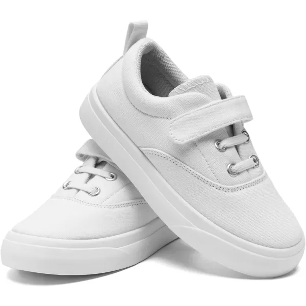 imagerosyclo Canvas Sneakers for Boys and Girls Toddler Kids Walking Shoes Lightweight Breathable NonSlip Soft Adjustable Strap Baby Boy Girl Outdoor Casual Tennis Shoe for Little Big KidWhite
