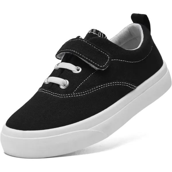 imagerosyclo Canvas Sneakers for Boys and Girls Toddler Kids Walking Shoes Lightweight Breathable NonSlip Soft Adjustable Strap Baby Boy Girl Outdoor Casual Tennis Shoe for Little Big KidBlack