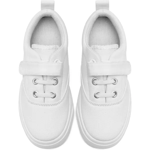 imagerosyclo Canvas Sneakers for Boys and Girls Toddler Kids Walking Shoes Lightweight Breathable NonSlip Soft Adjustable Strap Baby Boy Girl Outdoor Casual Tennis Shoe for Little Big KidWhite