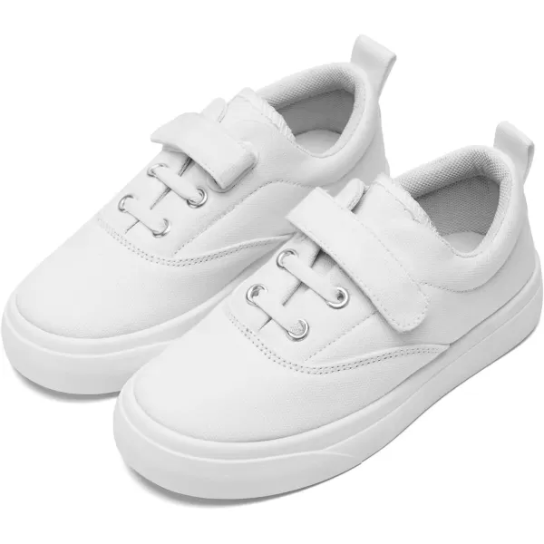 imagerosyclo Canvas Sneakers for Boys and Girls Toddler Kids Walking Shoes Lightweight Breathable NonSlip Soft Adjustable Strap Baby Boy Girl Outdoor Casual Tennis Shoe for Little Big KidWhite