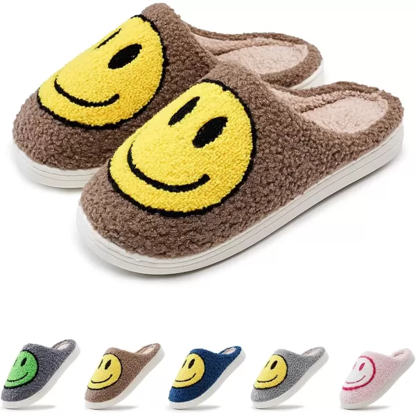 imagerosyclo Smile Face Slippers Retro Soft Plush Cozy House Slippers Slipon Fluffy Indoor Outdoor Smile Slippers for Women and MenCamel