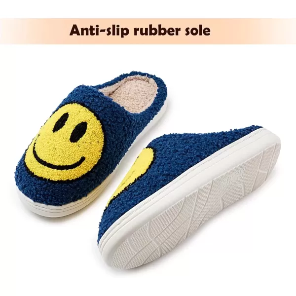 imagerosyclo Smile Face Slippers Retro Soft Plush Cozy House Slippers Slipon Fluffy Indoor Outdoor Smile Slippers for Women and MenDark Blue