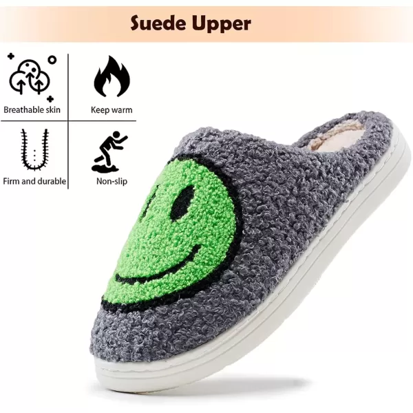 imagerosyclo Smile Face Slippers Retro Soft Plush Cozy House Slippers Slipon Fluffy Indoor Outdoor Smile Slippers for Women and MenDark Grey