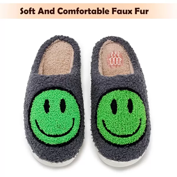 imagerosyclo Smile Face Slippers Retro Soft Plush Cozy House Slippers Slipon Fluffy Indoor Outdoor Smile Slippers for Women and MenDark Grey