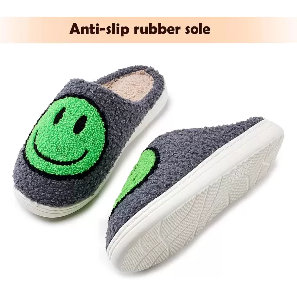 imagerosyclo Smile Face Slippers Retro Soft Plush Cozy House Slippers Slipon Fluffy Indoor Outdoor Smile Slippers for Women and MenDark Grey