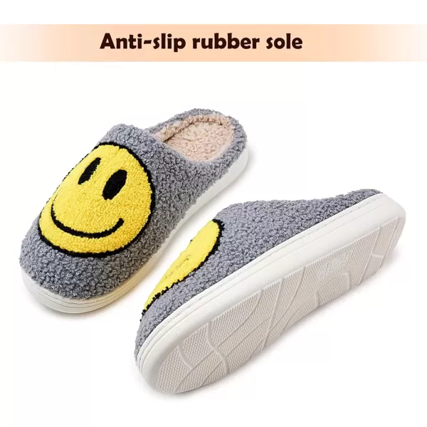 imagerosyclo Smile Face Slippers Retro Soft Plush Cozy House Slippers Slipon Fluffy Indoor Outdoor Smile Slippers for Women and MenGreygreen
