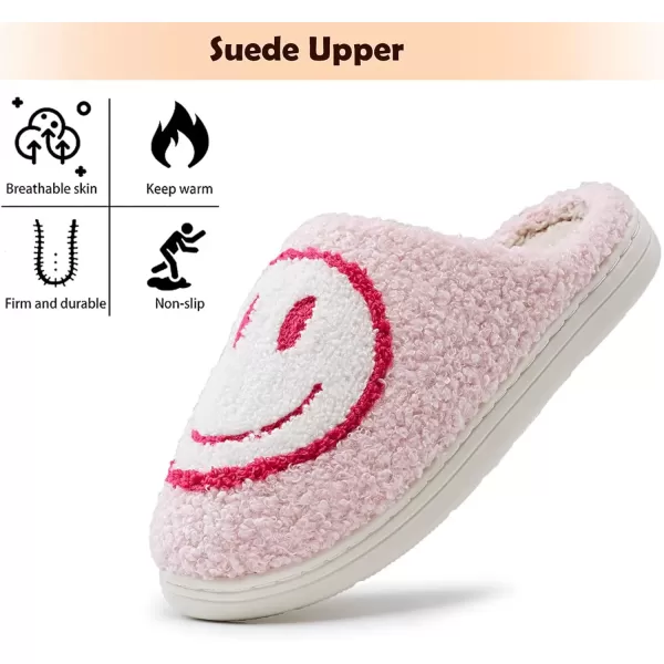imagerosyclo Smile Face Slippers Retro Soft Plush Cozy House Slippers Slipon Fluffy Indoor Outdoor Smile Slippers for Women and MenPeach