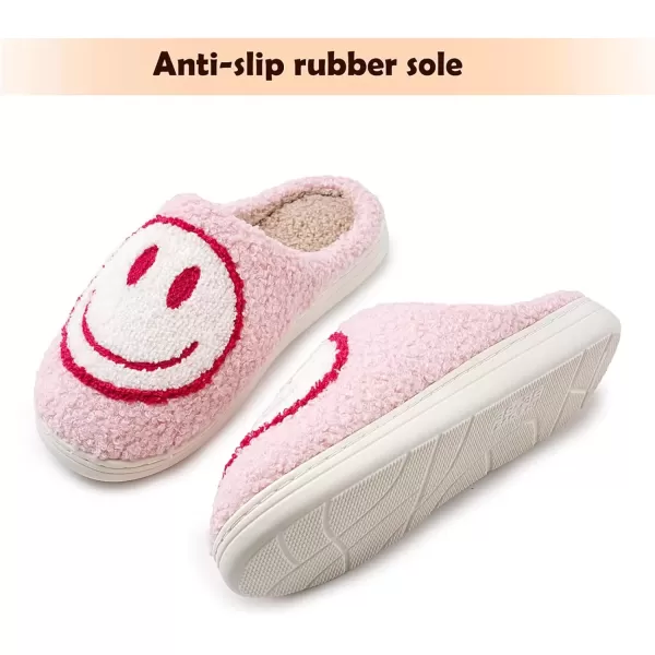 imagerosyclo Smile Face Slippers Retro Soft Plush Cozy House Slippers Slipon Fluffy Indoor Outdoor Smile Slippers for Women and MenPeach
