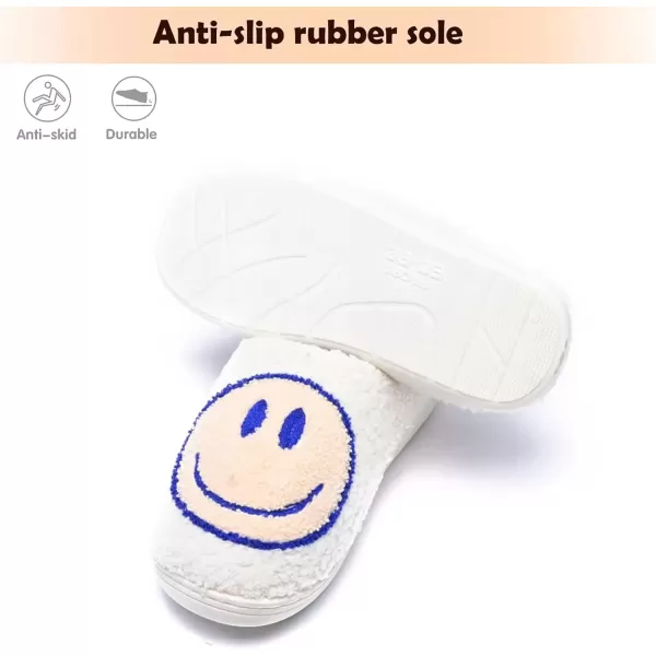 imagerosyclo Smile Face Slippers Retro Soft Plush Cozy House Slippers Slipon Fluffy Indoor Outdoor Smile Slippers for Women and MenWhitebeige