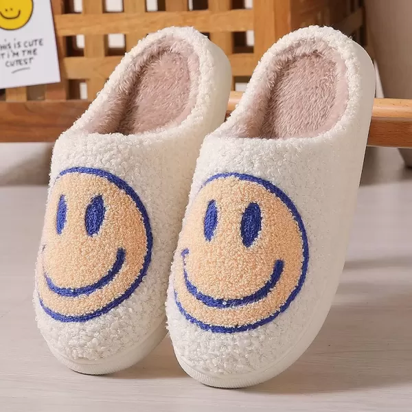 imagerosyclo Smile Face Slippers Retro Soft Plush Cozy House Slippers Slipon Fluffy Indoor Outdoor Smile Slippers for Women and MenWhitebeige