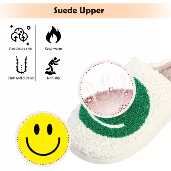 imagerosyclo Smile Face Slippers Retro Soft Plush Cozy House Slippers Slipon Fluffy Indoor Outdoor Smile Slippers for Women and MenWhitepink