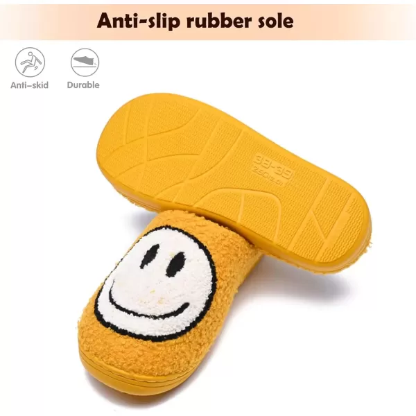 imagerosyclo Smile Face Slippers Retro Soft Plush Cozy House Slippers Slipon Fluffy Indoor Outdoor Smile Slippers for Women and MenYellow