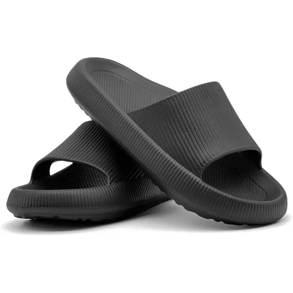 imagerosyclo Arch Support Slides for Women and Men Cloud Recovery Sandals Pillow Plantar Fasciitis Slippers Pain Relief Cushion Cozy Thick Sole Indoor and OutdoorBlack