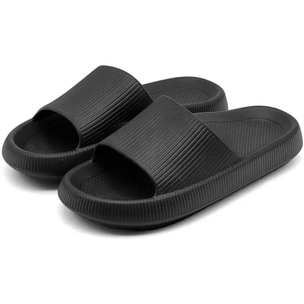 imagerosyclo Arch Support Slides for Women and Men Cloud Recovery Sandals Pillow Plantar Fasciitis Slippers Pain Relief Cushion Cozy Thick Sole Indoor and OutdoorBlack