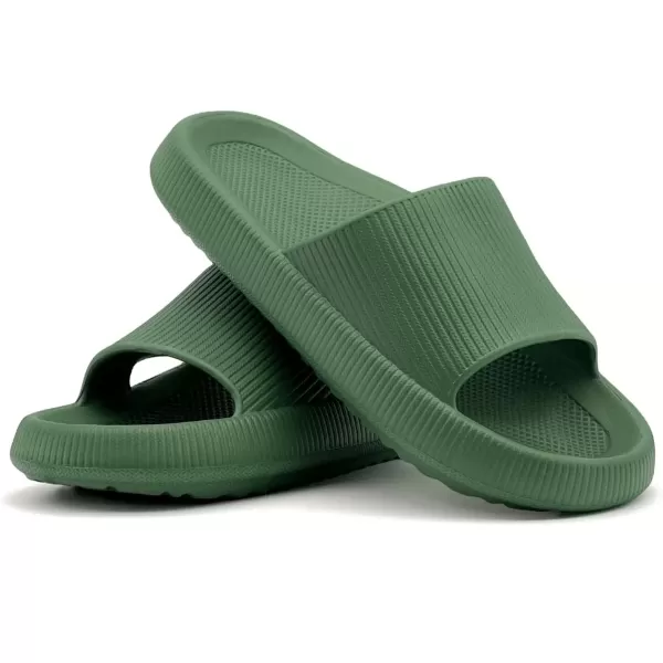 imagerosyclo Arch Support Slides for Women and Men Cloud Recovery Sandals Pillow Plantar Fasciitis Slippers Pain Relief Cushion Cozy Thick Sole Indoor and OutdoorGreen