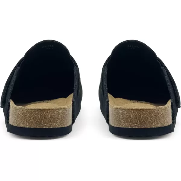 imagerosyclo Clogs for Women and Men Suede Leather Hook and Loop Comfort Cork Footbed Adjustable Womens Mules House Slippers Clog Sandals Potato Shoes with Arch SupportBlack