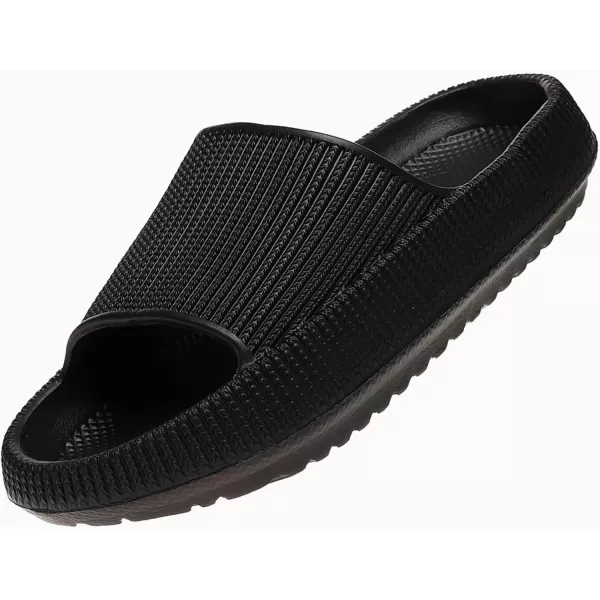 imagerosyclo Cloud Slides for Kids Toddler Pillow Slippers Shower Bathroom NonSlip Open Toe Super Soft Comfy Thick Sole Cozy Boys Girls Home House Cloud Cushion Slide Sandals for Indoor Outdoor ShoesBlack