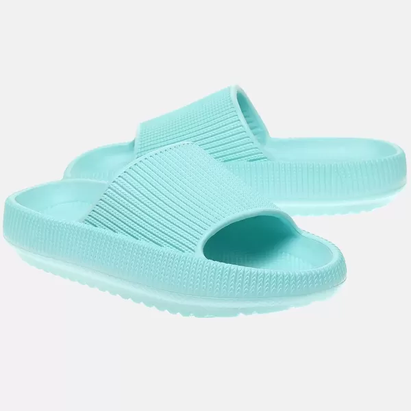 imagerosyclo Cloud Slides for Kids Toddler Pillow Slippers Shower Bathroom NonSlip Open Toe Super Soft Comfy Thick Sole Cozy Boys Girls Home House Cloud Cushion Slide Sandals for Indoor Outdoor ShoesMint Green