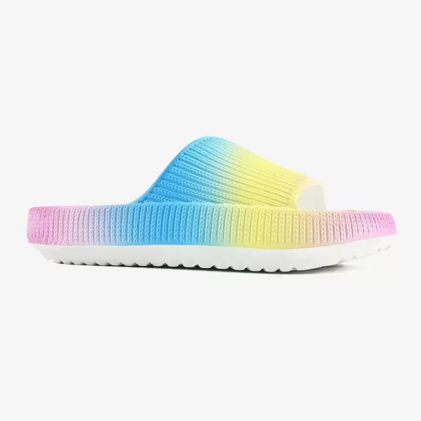 imagerosyclo Cloud Slides for Kids Toddler Pillow Slippers Shower Bathroom NonSlip Open Toe Super Soft Comfy Thick Sole Cozy Boys Girls Home House Cloud Cushion Slide Sandals for Indoor Outdoor ShoesRainbow