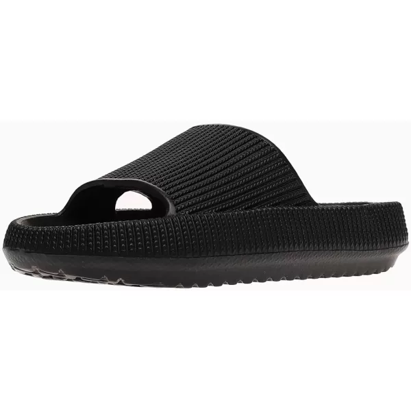 imagerosyclo Cloud Slides for Kids Toddler Pillow Slippers Shower Bathroom NonSlip Open Toe Super Soft Comfy Thick Sole Cozy Boys Girls Home House Cloud Cushion Slide Sandals for Indoor Outdoor ShoesBlack